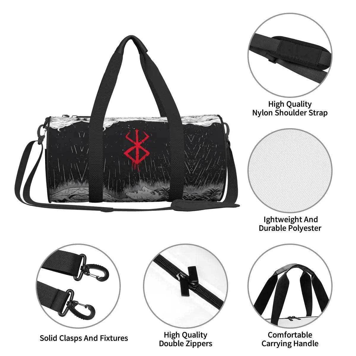 Berserk Gym Bag  Waterproof  Large Capacity Travel Handbag For Both Guts and Casca